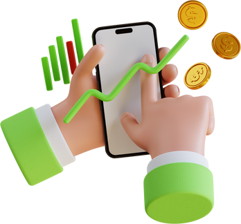 3D Market trend graphs analysis on smartphone