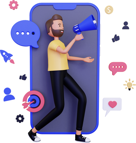 3D Mobile Marketing Illustration